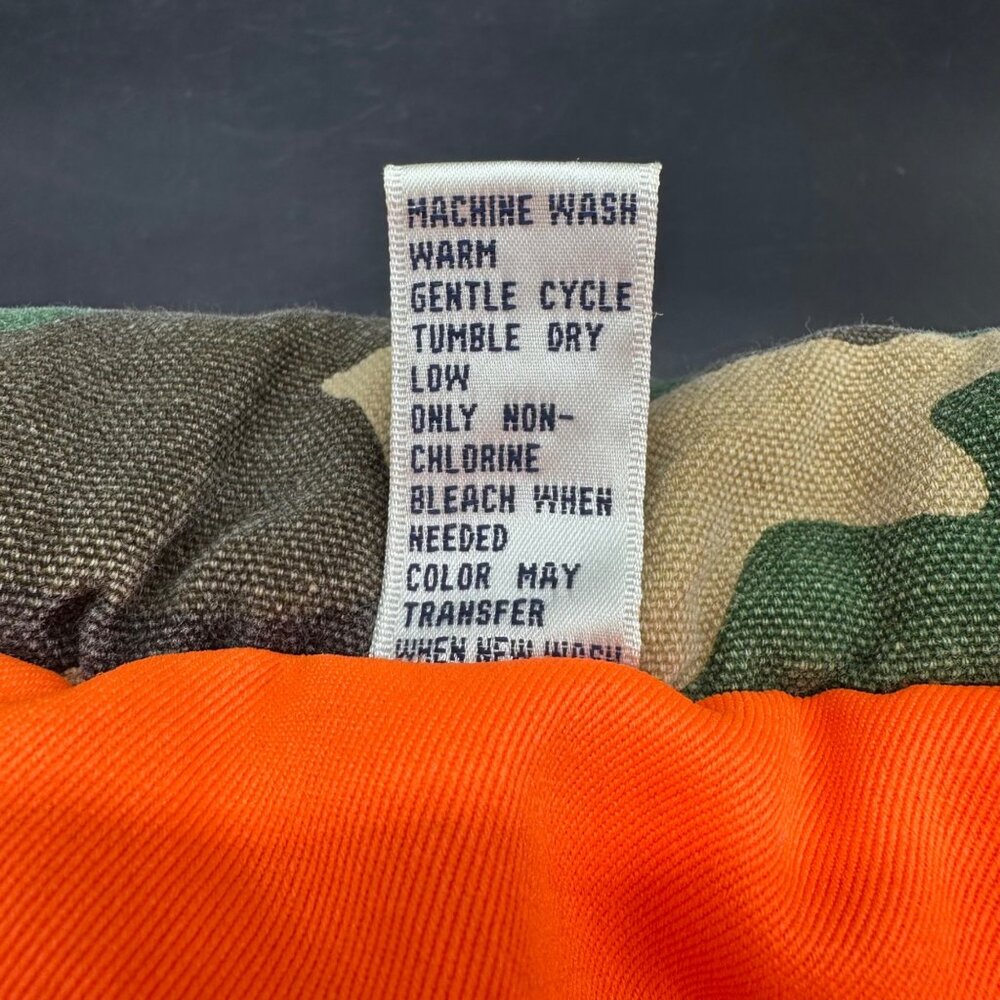 Vintage Reversible Camo Hunter Orange Puffer Vest 1980s Sports Afield Taiwan - Picture 8 of 16